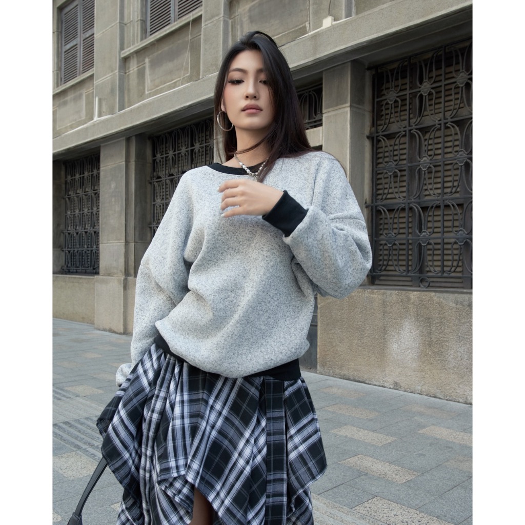 MADMIND Áo Nỉ Sweater Nam Nữ Tay Dài D13 - Màu Đen Muối Tiêu, Xám Muối Tiêu, Xám Trắng | BigBuy360 - bigbuy360.vn
