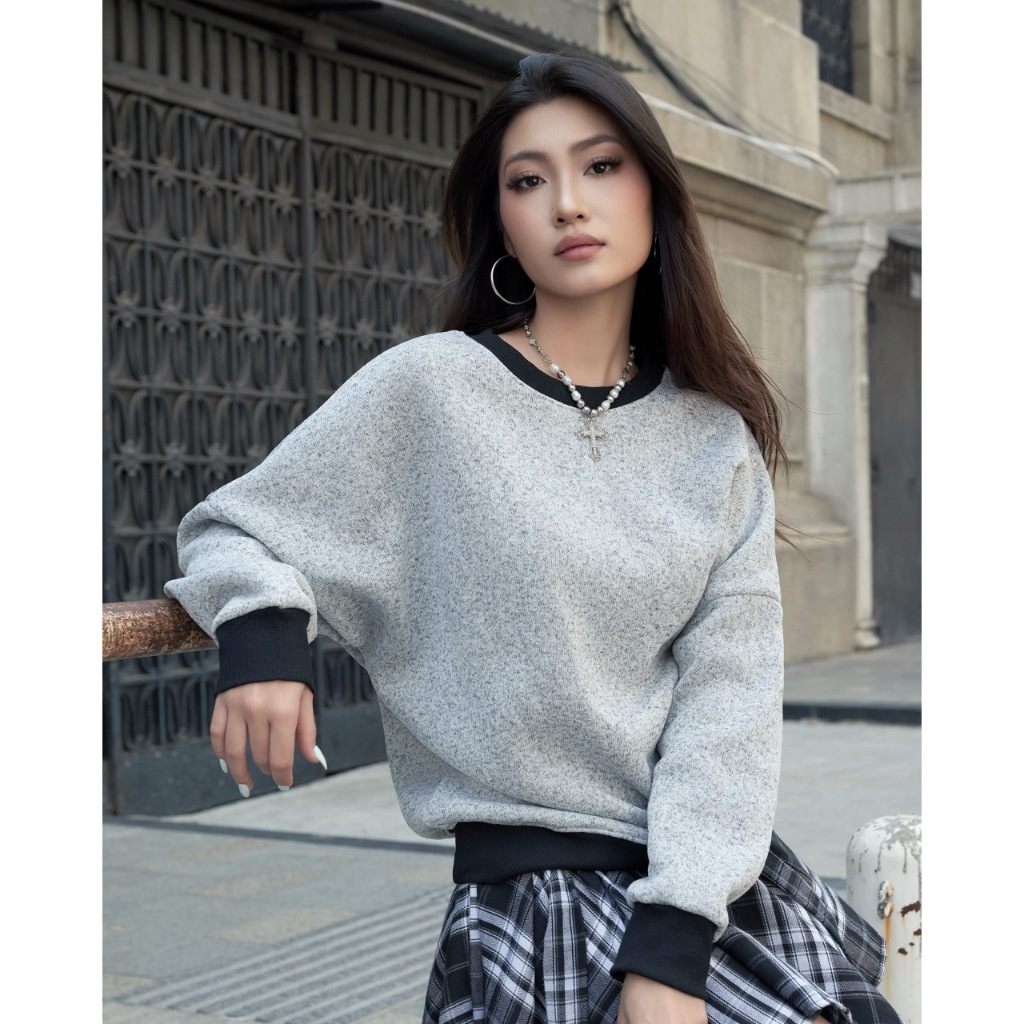 MADMIND Áo Nỉ Sweater Nam Nữ Tay Dài D13 - Màu Đen Muối Tiêu, Xám Muối Tiêu, Xám Trắng | BigBuy360 - bigbuy360.vn