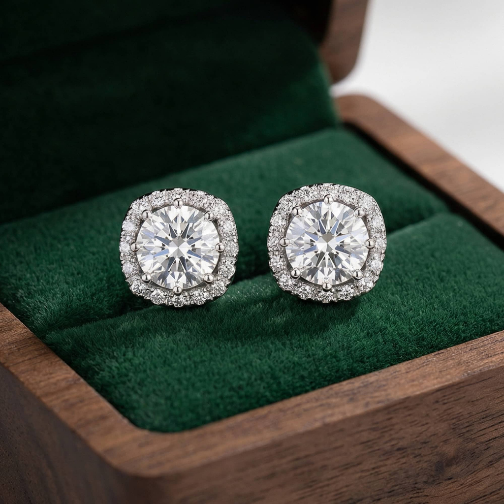 Bông tai bạc nữ đính đá cao cấp phong cách Hàn Quốc hiện đại sang chảnh dành cho nữ ChicEar Jewelry A531