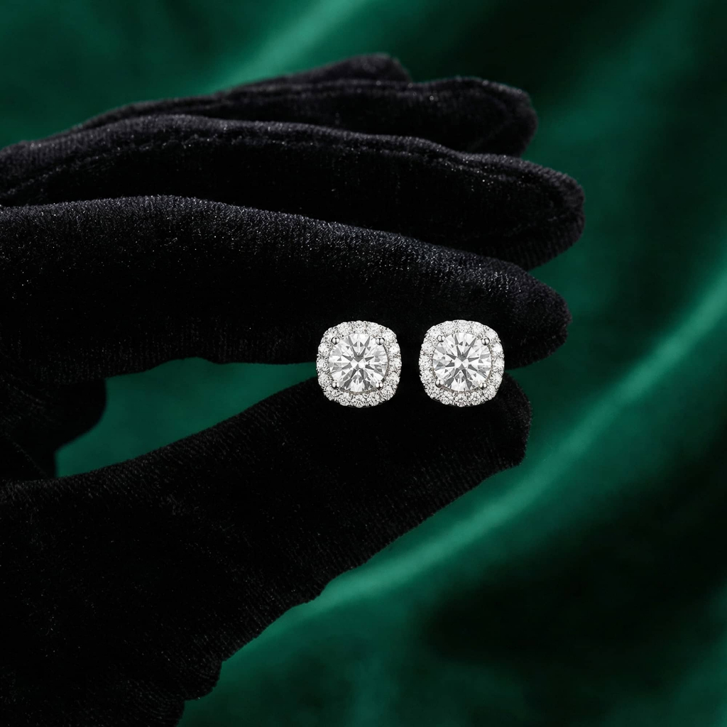 Bông tai bạc nữ đính đá cao cấp phong cách Hàn Quốc hiện đại sang chảnh dành cho nữ ChicEar Jewelry A531