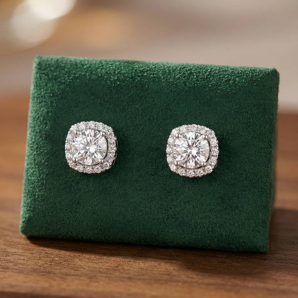 Bông tai bạc nữ đính đá cao cấp phong cách Hàn Quốc hiện đại sang chảnh dành cho nữ ChicEar Jewelry A531