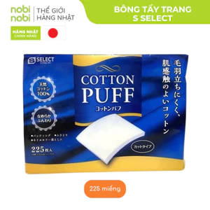 Bông Tẩy Trang S Select Cotton Nhật Bản Miếng Đôi Mềm Mịn (225 miếng x 1 hộp)