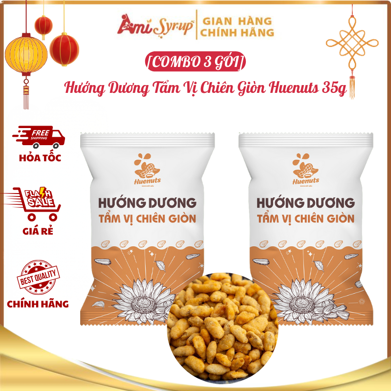 [Combo Giá Sỉ] Hướng Dương Tẩm Vị Chiên Giòn Huenuts 35g, Ăn Vặt Thơm Ngon Giòn Tan Không Cần Bóc Vỏ