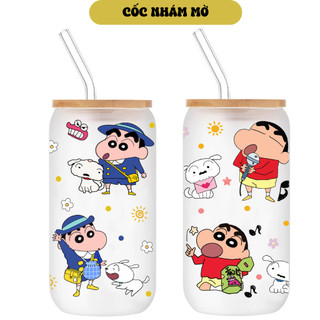 Cốc Thủy Tinh Cu Shin 500ml, Ly Thủy Tinh Nắp Tre 16Oz Chịu Nhiệt Kèm Phụ Kiện, Quà Tặng Sinh Nhật