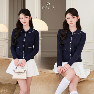 Áo len cardigan cho nữ cổ sen mix viền nhẹ nhàng cổ sen len lông thỏ cao cấp CD112 500G