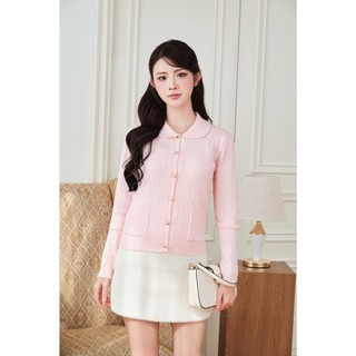 Áo len cardigan cho nữ cổ sen mix viền nhẹ nhàng cổ sen len lông thỏ cao cấp CD112 500G