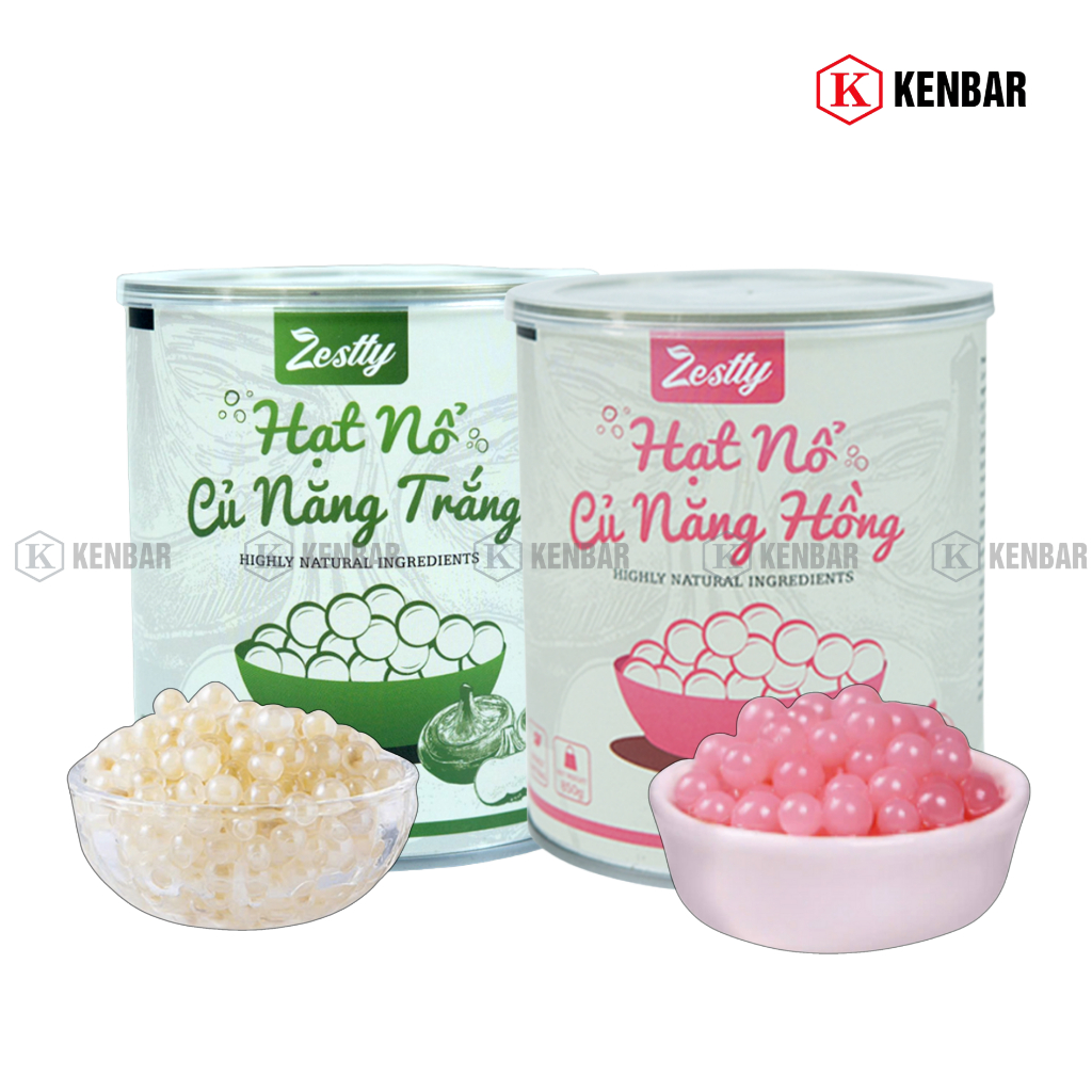 Hạt Nổ Củ Năng Trắng & Hồng Zestty 850g – Topping Đóng Hộp Sẵn, Mở Ra Dùng Ngay