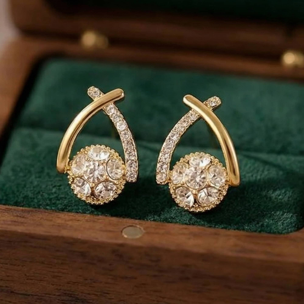 Bông tai bạc nữ đính đá cao cấp phong cách Hàn Quốc hiện đại sang chảnh dành cho nữ ChicEar Jewelry Collection
