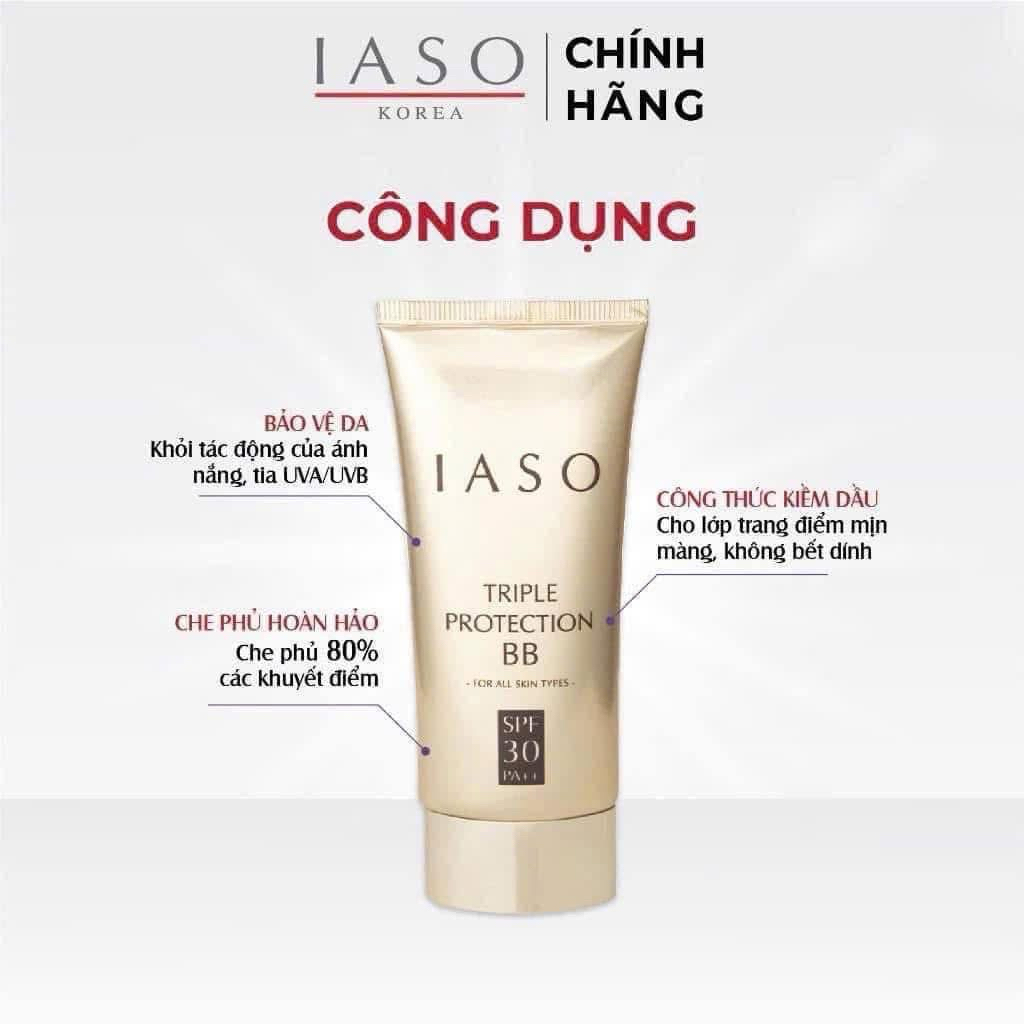 { Hàng công ty } Kem nền trang điểm BB IASO 3in1 Triple Protection SPF 30 PA++