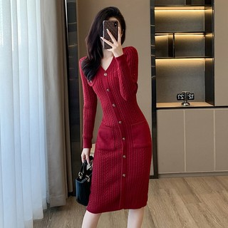 Đầm Len Dáng Dài Phong Cách Hàn Quốc Sang Chảnh Cho Nữ VL04
