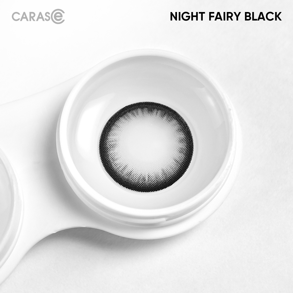 [1 chiếc] Kính áp tròng khoá ẩm 8H 3 Tháng Màu Đen Tự Nhiên CARASE, Lens cận Night Fairy Black