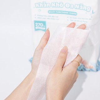 MUA 2 TẶNG 2_Thùng 04 túi khăn vải khô đa năng Ecobi cao cấp túi 270 tờ mềm dai thấm hút tốt