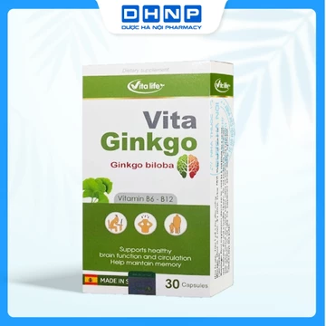 Viên Uống Bổ Não VITA GINKGO Hoạt Huyết Dưỡng Não Ginkgo Biloba Nattokinase Q10 (2 vỉ x 15 viên)