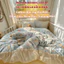 Bộ chăn ga gối 4 món đũi mix ren Memminbedding Luxury chất liệu thoáng mát, bảng màu tươi sáng năng động