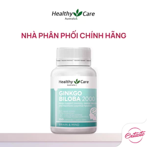 Viên uống bổ não Ginkgo Biloba 2000 Healthy Care cải thiện trí nhớ, rối loạn tiền đình hộp 100 viên