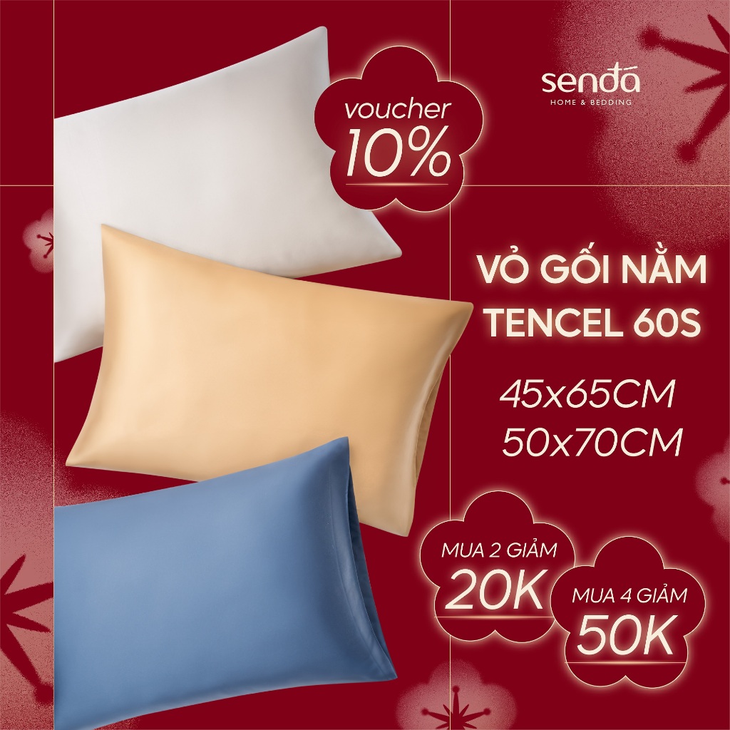 Vỏ gối Lụa Tencel Sen Đá Home Bedding 50x70 45x65 cm cao cấp trơn màu, áo, bao gối nằm 100% Lyocell 60s