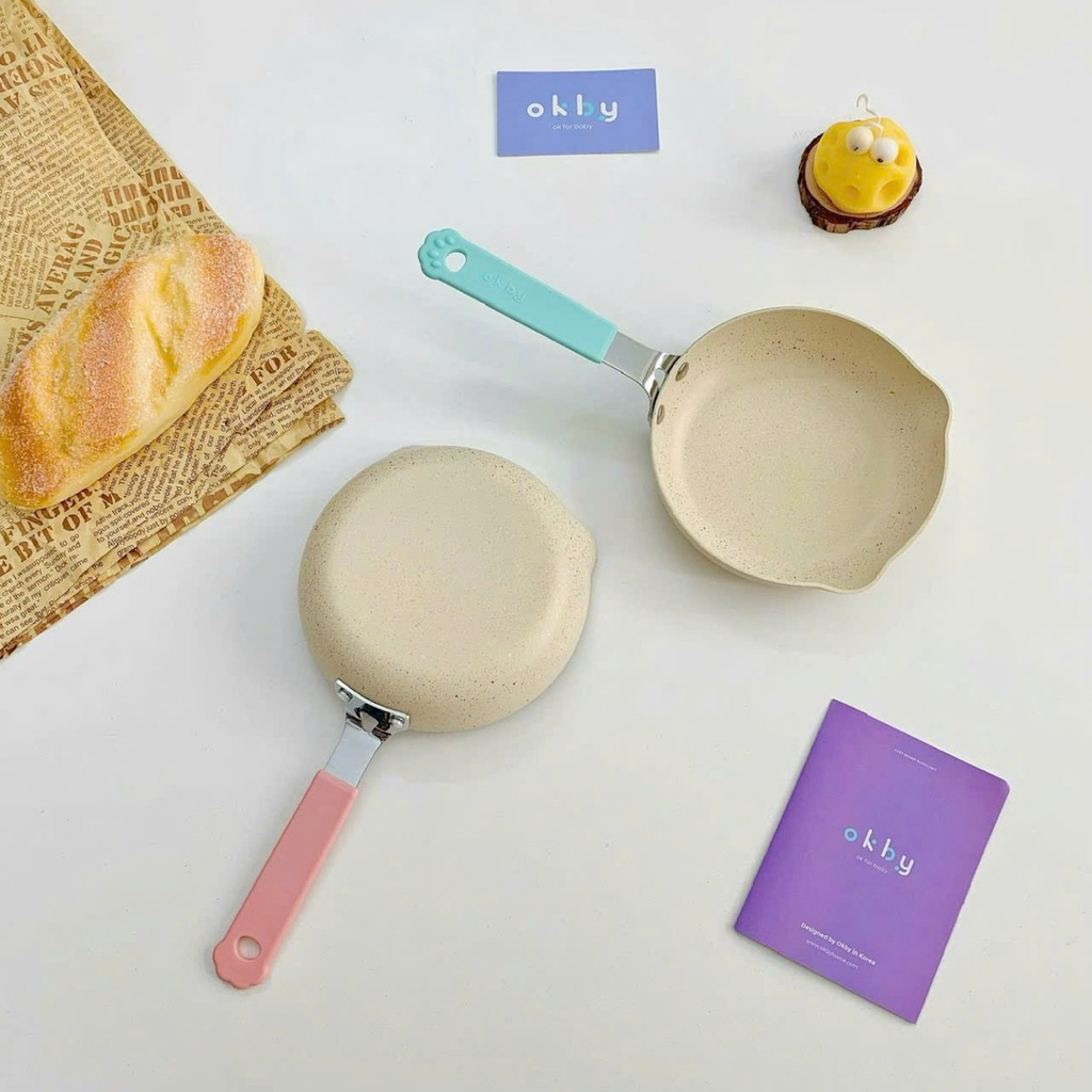 Chảo chống dính hình gấu OKBY 14cm chế biến đồ ăn dặm cho bé