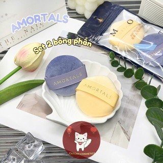 [AMORTALS] Set 2 Bông Phấn Phủ AMORTALS Vàng Tím Ngôi Sao, Stellar Mist Powder Puff Set, 8.2g