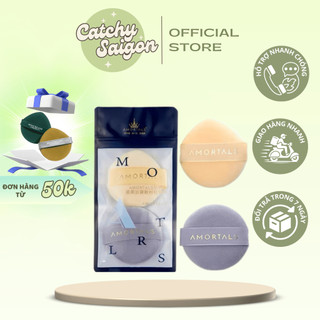[AMORTALS] Set 2 Bông Phấn Phủ AMORTALS Vàng Tím Ngôi Sao, Stellar Mist Powder Puff Set, 8.2g
