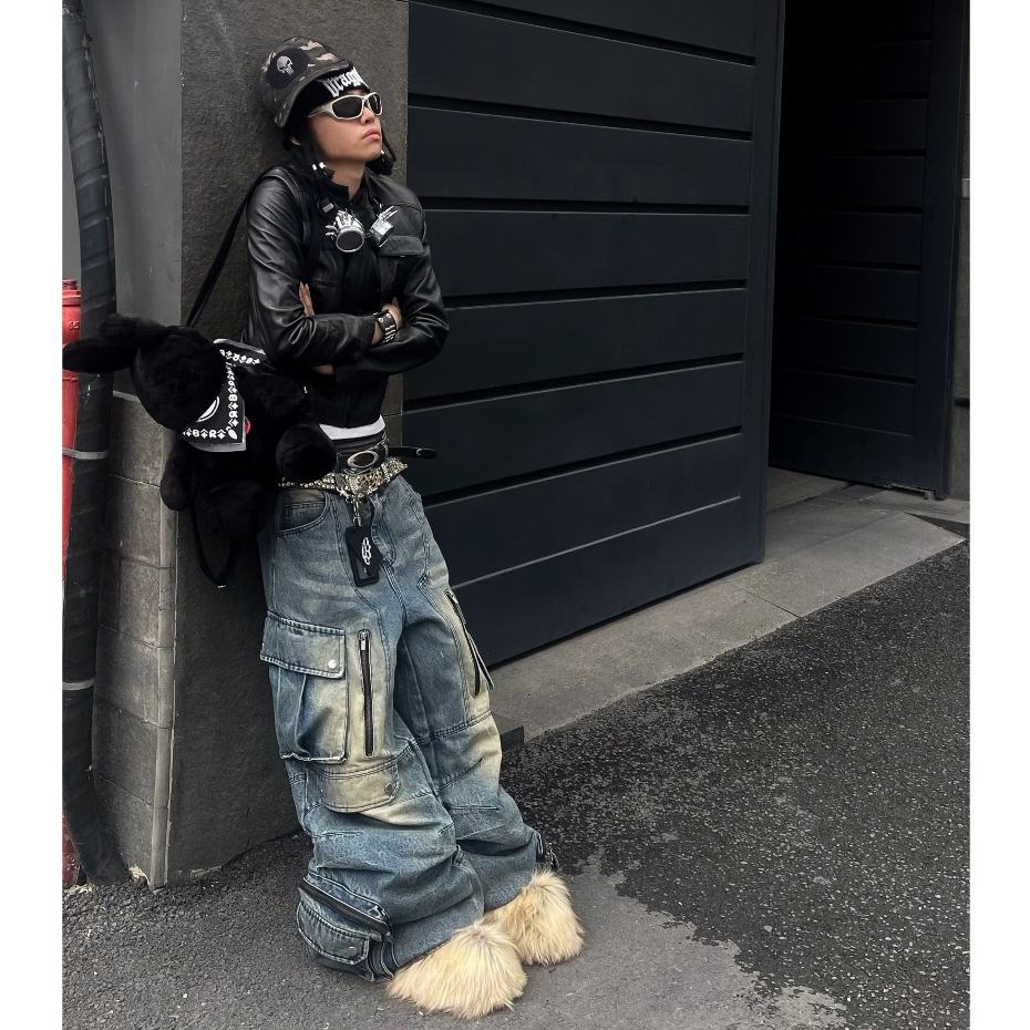 Bad Choices | Quần jean form Suông DESTROYED dây kéo phối túi hộp StreetWear