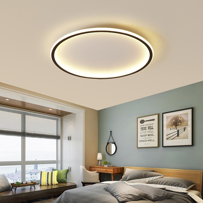 Đèn trần đơn giản led không khí hiện đại Bắc Âu tròn phòng khách ánh sáng phòng ngủ sáng tạo
