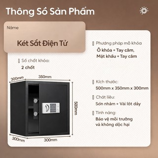 Két Sắt Thông Minh – Chống Trộm – Chống Cạy Phá – Chống Cháy An – Toàn Bảo Mật Cao – Bắt Vít Treo Tường – Bảo Hành 3 Năm