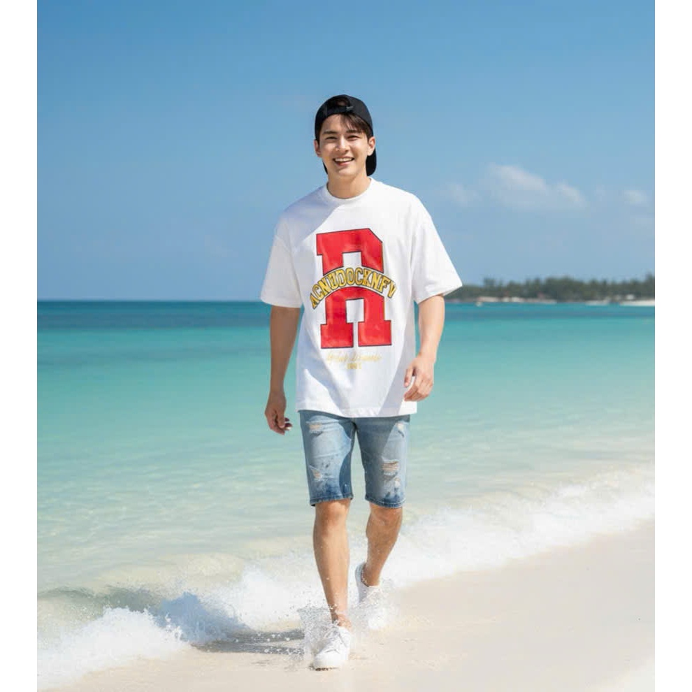 Áo thun Stee Cổ tròn R Letter Localbrand ISIEUAOTHUNI Unisex Cotton