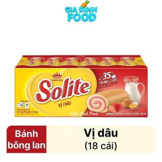 THÙNG x12 Hộp Bánh cuộn Solite lá dứa/ Bơ sữa/ Dâu 324g - 18 Gói/ hộp