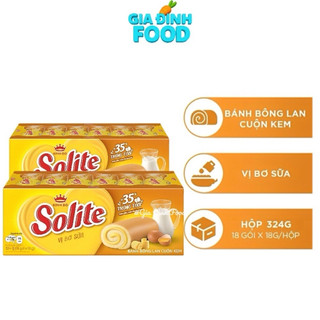 THÙNG x12 Hộp Bánh cuộn Solite lá dứa/ Bơ sữa/ Dâu 324g - 18 Gói/ hộp