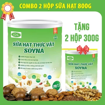 COMBO 2 HỘP Sữa Hạt Thực Dưỡng Soyna 800g (MẪU MỚI), tặng kèm 2 hộp Sữa Hạt 300g