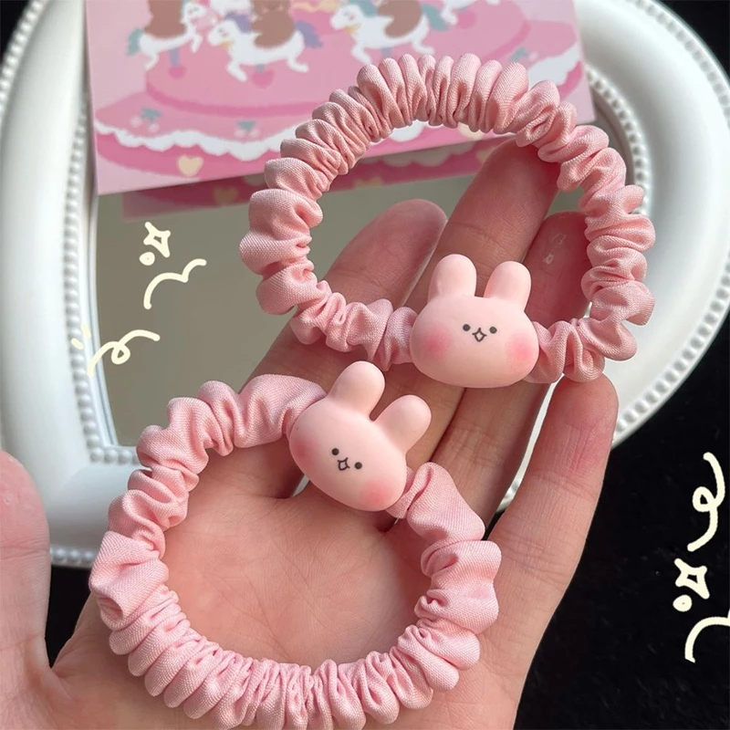 Set 2 Dây Buộc Tóc Nhún Đính Charm Kitty/Thỏ/Chân Gấu Dễ Thương Xinh Xắn Empoli