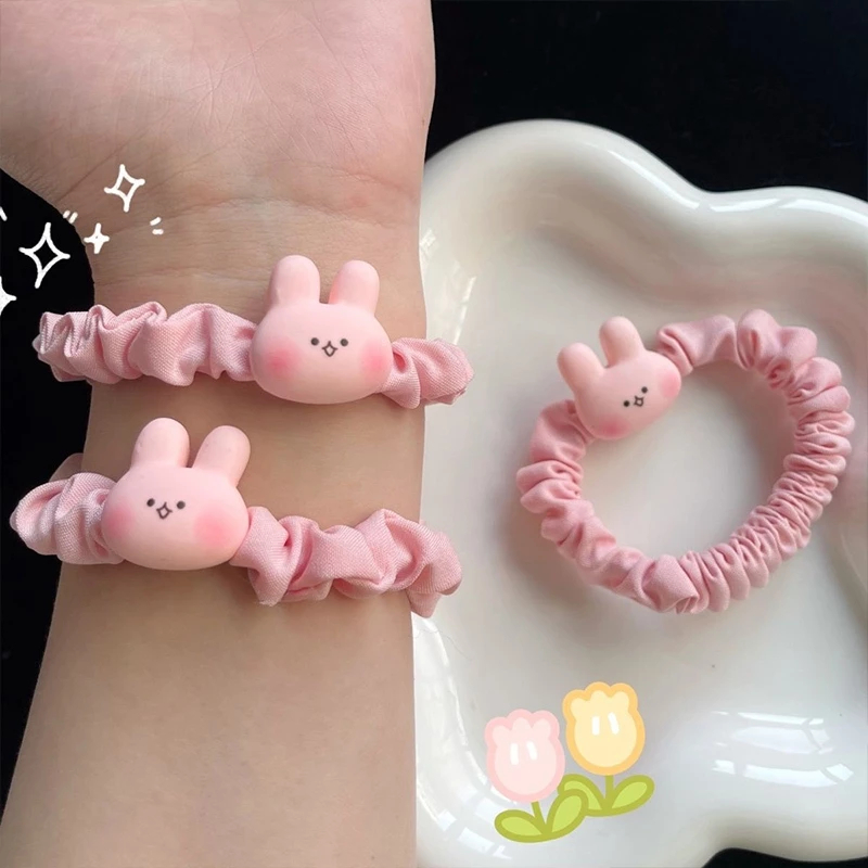 Set 2 Dây Buộc Tóc Nhún Đính Charm Kitty/Thỏ/Chân Gấu Dễ Thương Xinh Xắn Empoli