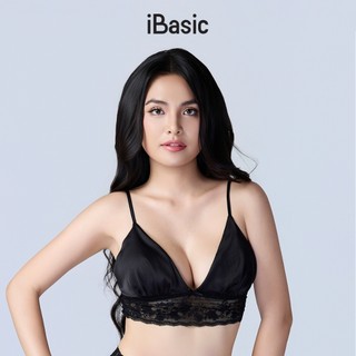[SEASON OF LOVE] Áo ngực Áo lót Bralette mút mỏng không gọng satin phối ren iBasic thoải mái gợi cảm màu đen BRAW171