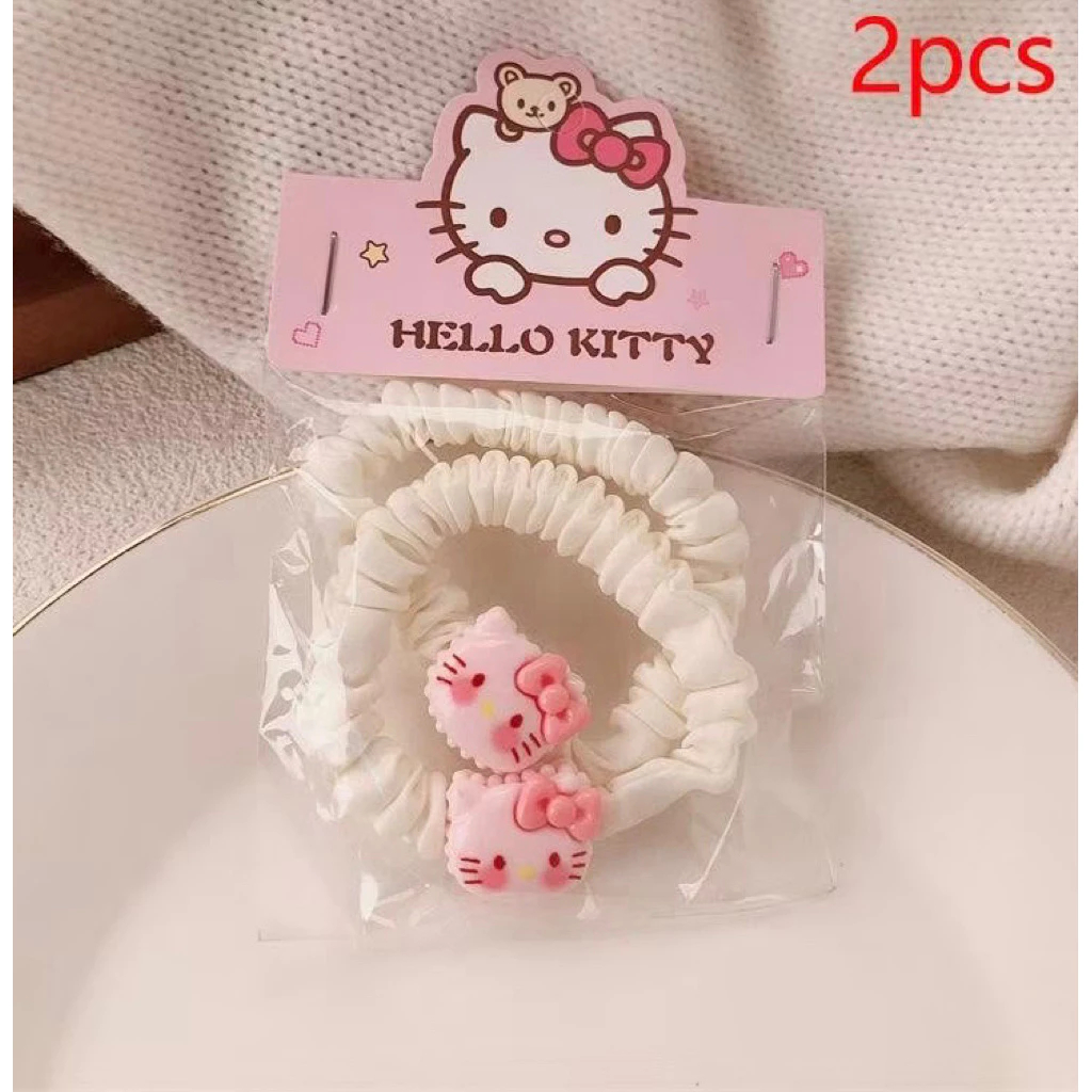 Set 2 Dây Buộc Tóc Nhún Đính Charm Kitty/Thỏ/Chân Gấu Dễ Thương Xinh Xắn Empoli
