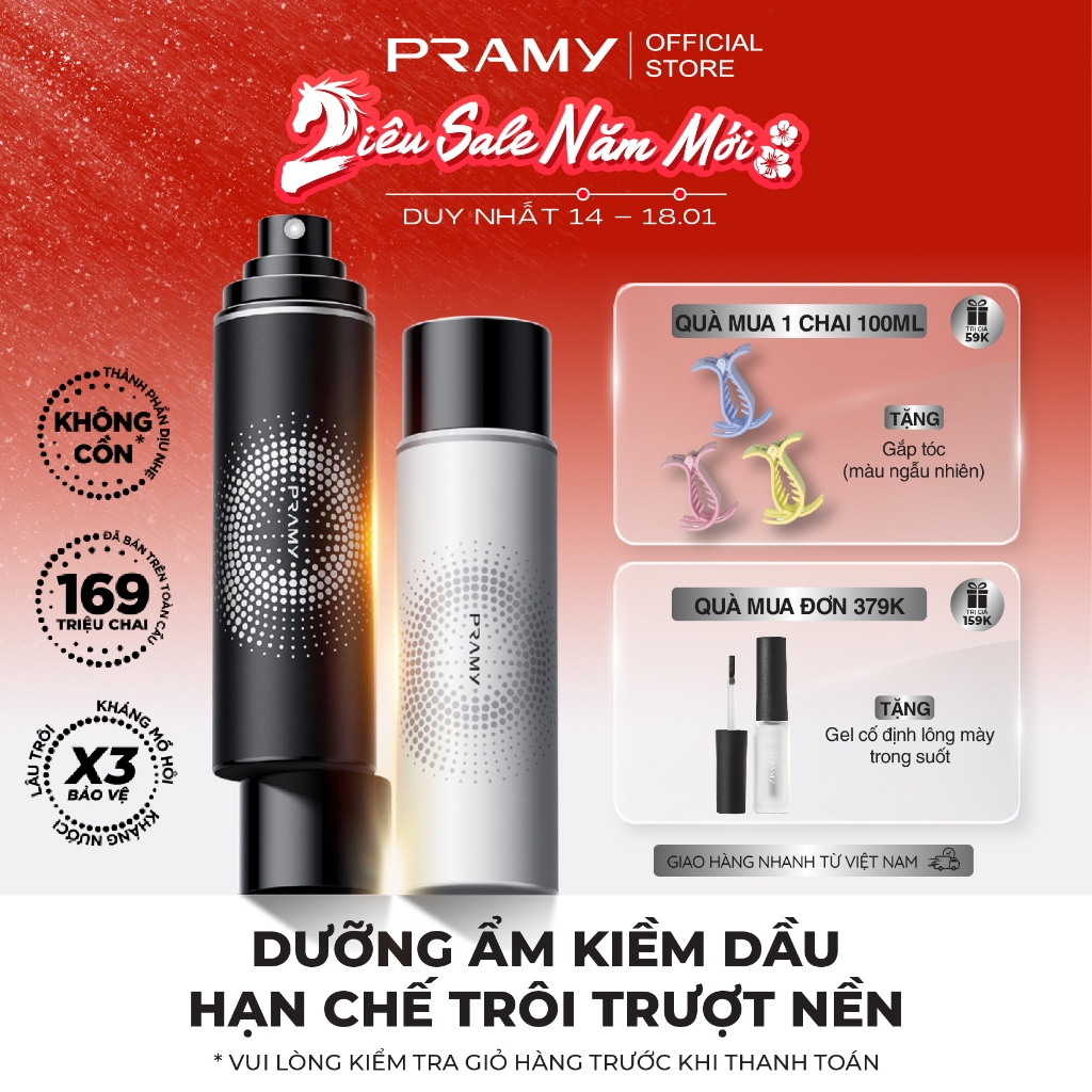 [CHÍNH HÃNG] PRAMY Xịt Khóa Nền Makeup Tia Sương Mềm Mại Giúp Khóa Chặt Lớp Trang Điểm Phù Hợp Mọi Loại Da 100ml