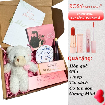 [ SET QUÀ ] Combo son sáp lì và son kem lì rosy, rosy sweet love, lên mà chuẩn, quà tặng bạn gái