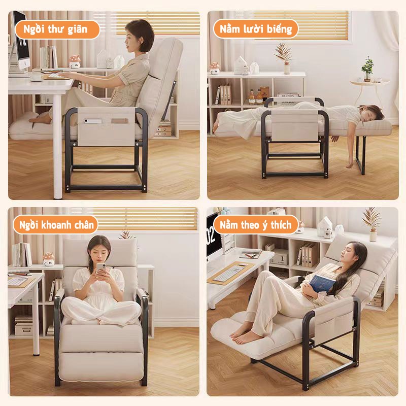 NOVUS Ghế Máy Tính Thư Giãn 5 Cấp Điều Chỉnh - Ghế Văn Phòng Ngả Lưng 180°, Ngồi Nằm Thoải Mái, Đệm Rộng, Túi Đựng