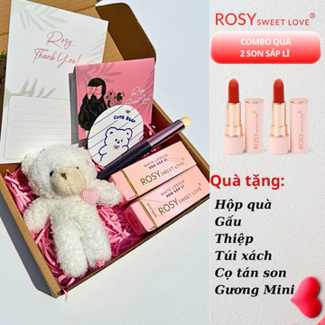 [ SET QUÀ ] Combo 2 Son Sáp Lì Rosy, Rosy Sweet Love, Son lên màu chuẩn,mềm môi,quà tặng bạn gái,cô giáo