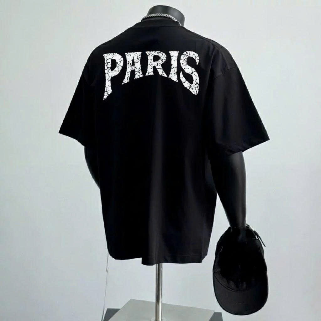 Áo thun Stee Cổ tròn PARIS ART Localbrand ICVCVNI Unisex Cotton