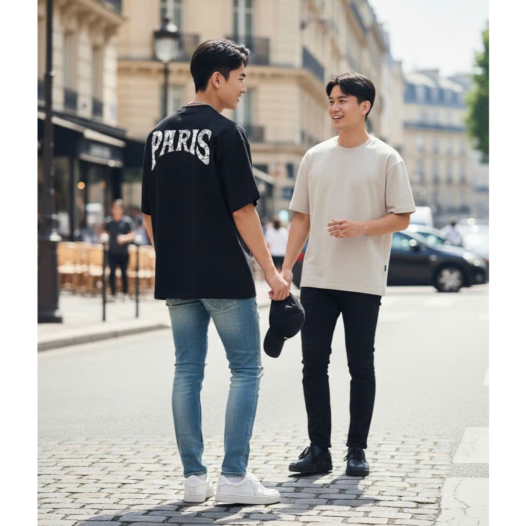 Áo thun Stee Cổ tròn PARIS ART Localbrand ICVCVNI Unisex Cotton