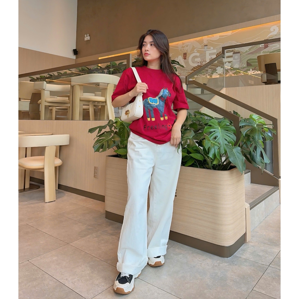 Áo Thun Mirage Chú Ngựa Đỏ Thêu Tinh Xảo Chất 100% Cotton Mềm Mịn Thoáng Mát.