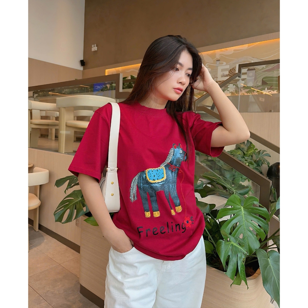 Áo Thun Mirage Chú Ngựa Đỏ Thêu Tinh Xảo Chất 100% Cotton Mềm Mịn Thoáng Mát.