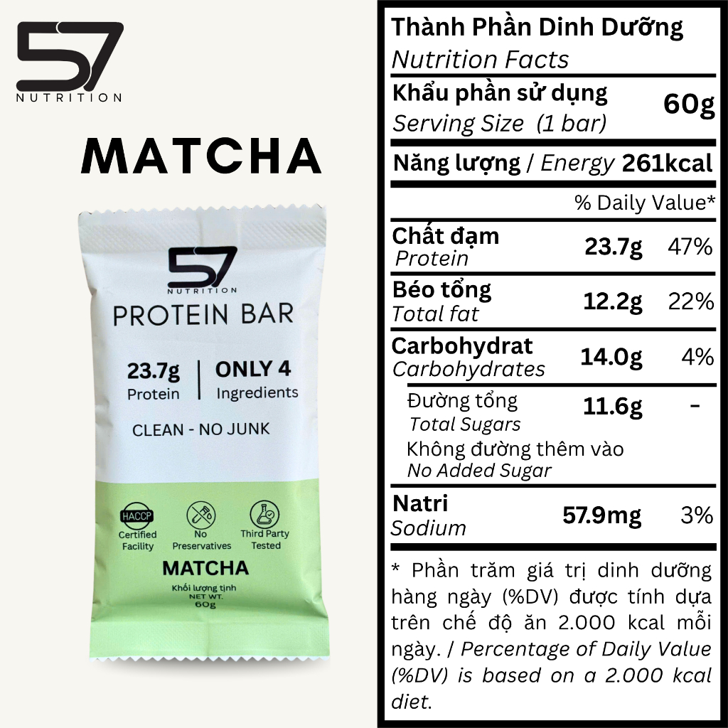 Bánh bổ sung năng lượng Protein Bar 57nutrition - Hộp 12 thanh - KEYGYM