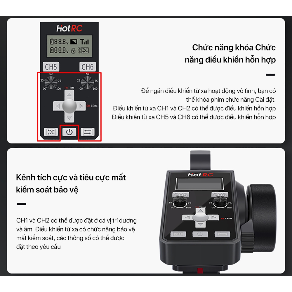Hotrc CT-6A 4-9V 2.4GHz 6CH Bộ phát F-06A Bộ thu F06A cho RC Model Xe / Tàu / Bể (CT600 CT-600)