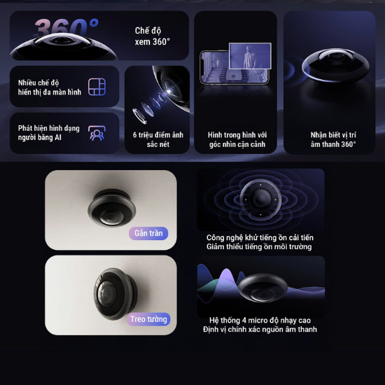 [Góc Nhìn 360] Camera IP Wifi Mắt Cá Ezviz E4P 6MP Toàn Cảnh 360 Độ Phân Giải 3K+, Đế Nam Châm | BigBuy360 - bigbuy360.vn