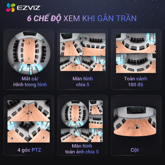 [Góc Nhìn 360] Camera IP Wifi Mắt Cá Ezviz E4P 6MP Toàn Cảnh 360 Độ Phân Giải 3K+, Đế Nam Châm | BigBuy360 - bigbuy360.vn