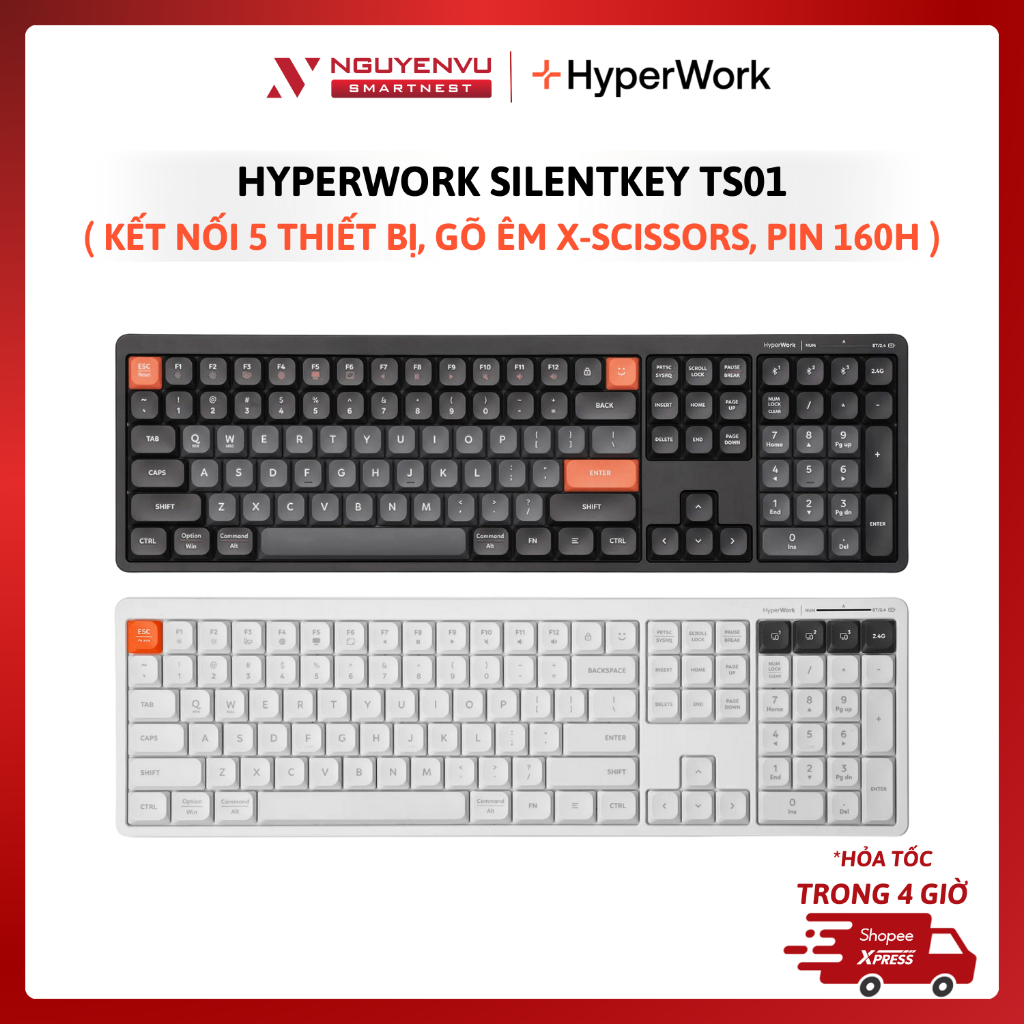 Bàn phím không dây HyperWork SilentKey TS01 | BẢO HÀNH 12 THÁNG | FULL ...