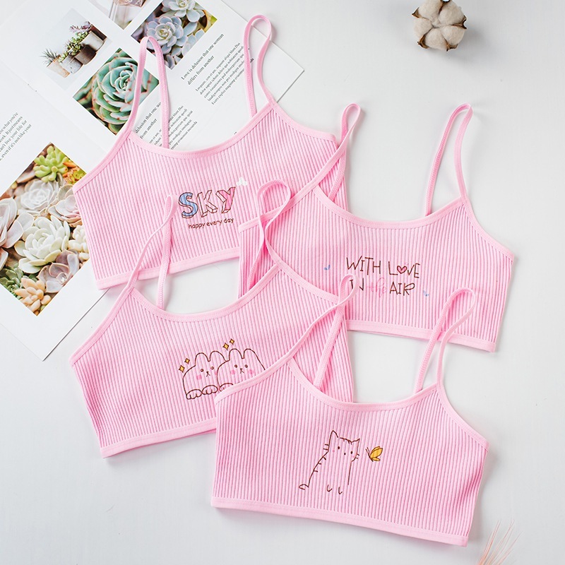 [Peinn] Combo 4 chiếc áo lá học sinh cotton kháng khuẩn thoáng mát thấm hút mồ hôi cho, áo lót bé gái in hình dễ thương