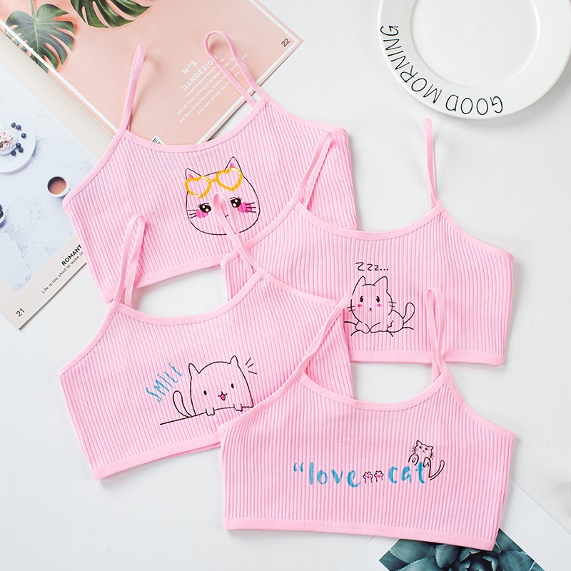 [Peinn] Combo 4 chiếc áo lá học sinh cotton kháng khuẩn thoáng mát thấm hút mồ hôi cho, áo lót bé gái in hình dễ thương