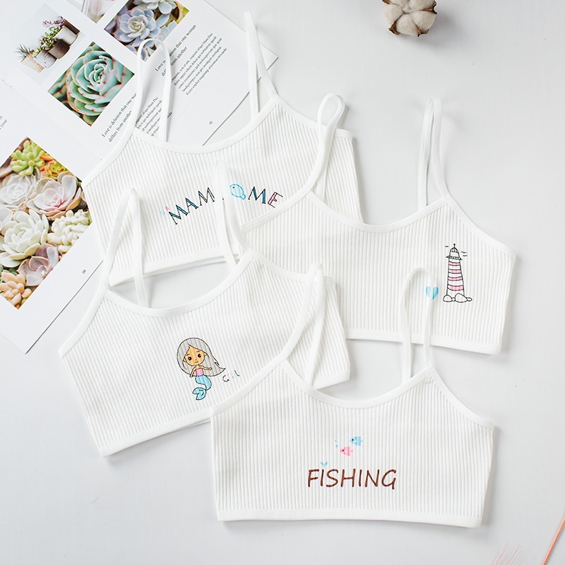 [Peinn] Combo 4 chiếc áo lá học sinh cotton kháng khuẩn thoáng mát thấm hút mồ hôi cho, áo lót bé gái in hình dễ thương